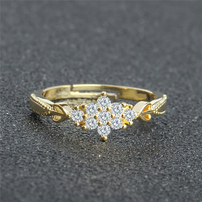 ROMAD Изящные изящные свадебные кольца в виде снежинки с нежным кристаллом и