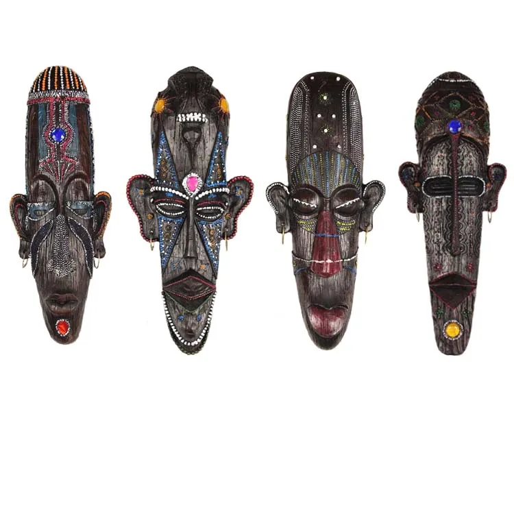 3D Creative Resin Crafts African Mask Small Wall Mural Bar Home Decoration Entrance Hangings Retro Folk Art | Дом и сад