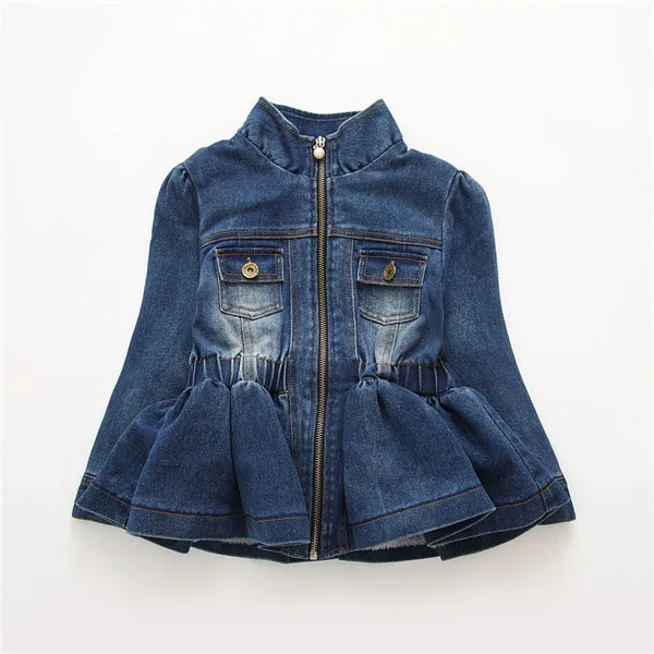 Europestyle 2018 Spring Fall Children Clothing Outerwear Girls Casual Denim Jacket Female Kids Pleated Ruffles Coat Clothes G105 | Детская