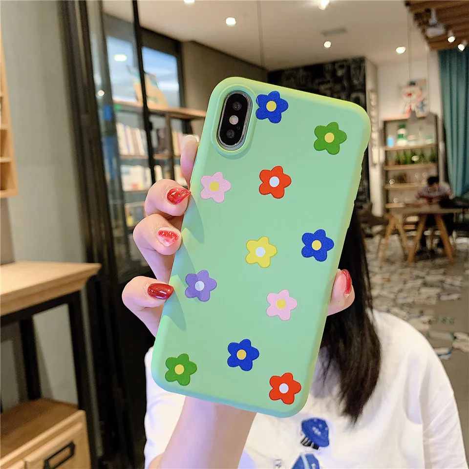 Милый матовый Мягкий силиконовый чехол из ТПУ с рисунком цветов для iphone XS MAX XR X SE 5