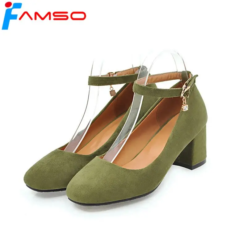 FAMSO/большие Size34-43 Новинка 2019 года сезон весна женские туфли-лодочки из флока с