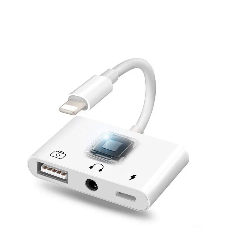 3 в 1 аудио конвертер для камеры iPhone 3-портовый разъем и воспроизведение USB зарядка