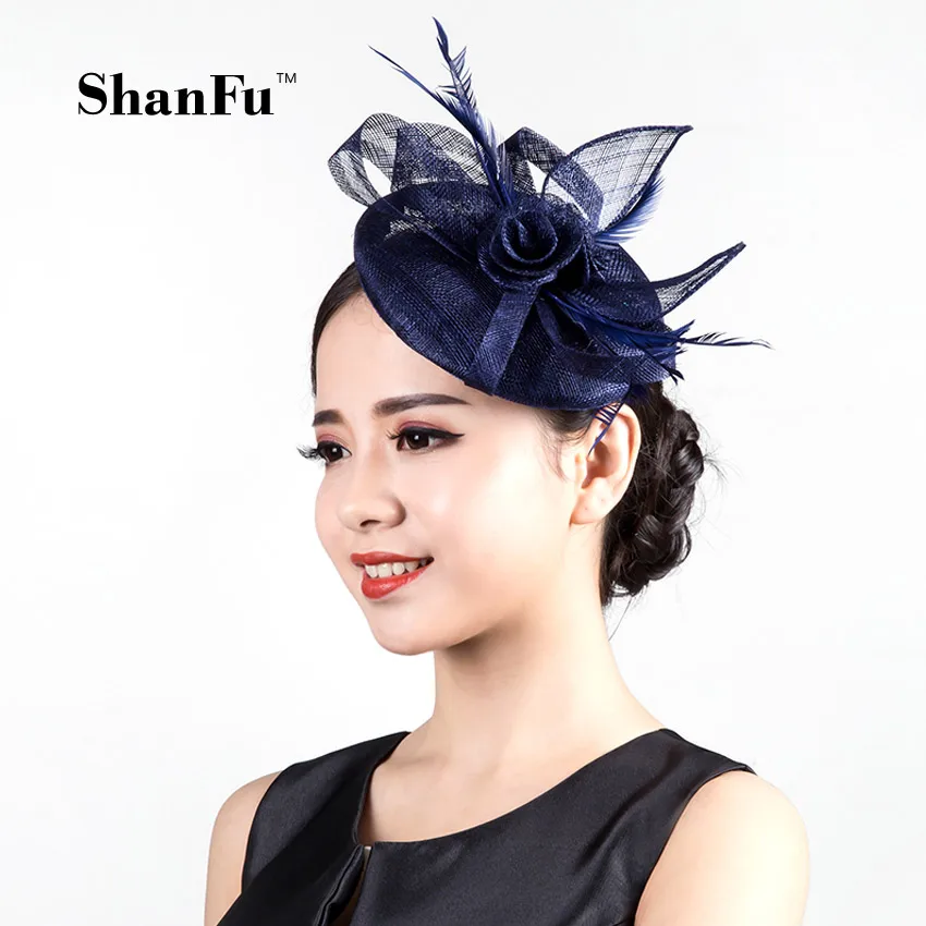 Льняная шляпа ShanFu Sinamay с шасси для свадебвечерние коктейльной шляпы SFC12560|fascinator