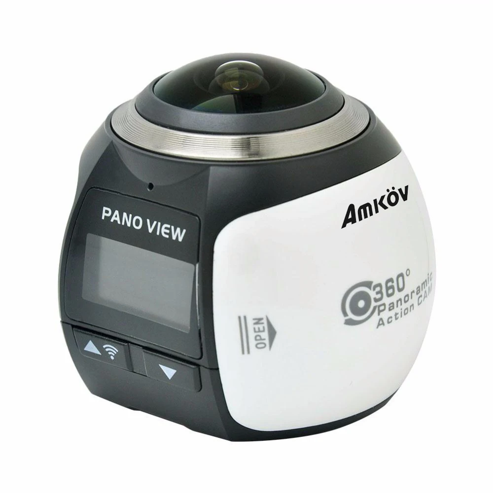 Amkov 4K 360 панорамная камера Ultra HD Wifi 2448*2448 Экшн-камера водонепроницаемая Спортивная камера для вождения VR - Цветной: Белый