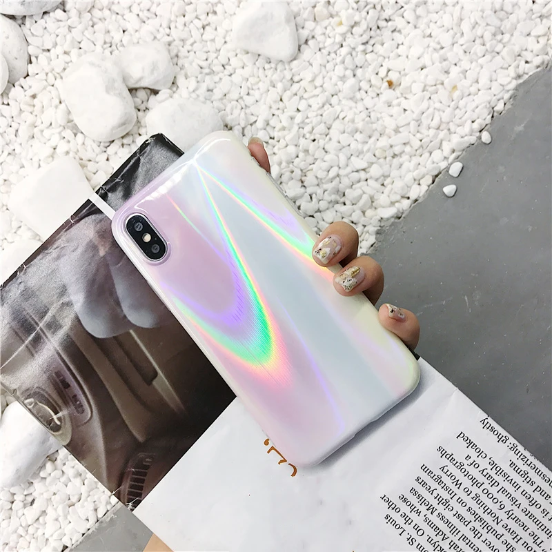 Глянцевый лазерный мраморный чехол для iphone X XS Max, мягкий силиконовый чехол для iphone 6, 6s, 7, 8, 7 plus, задняя крышка для телефона