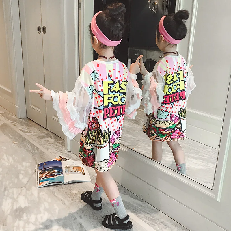 girls dress 2019 new summer children's thin section short-sleeved big children Korean version of ultra-foreign gas | Детская одежда