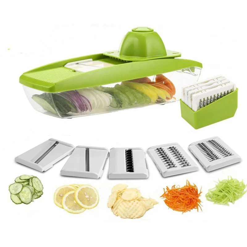 Многофункциональная мандолина резак для овощей Терка с 5 сменными лезвиями из