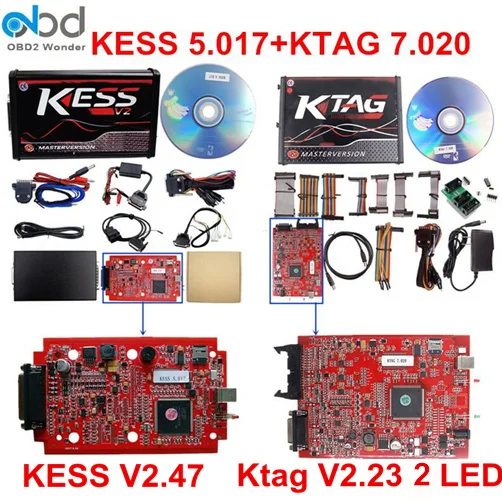 KESS KTAG 2 LED Kess V5.017 V2.53 V2.47 KTAG V7.020 V2.25 мастер ЕС менеджер Тюнинг Комплект красный KESS V2 5,017 K тег K-TAG 7,020 ECU программист - Цвет: KESS KTAG 2 LED