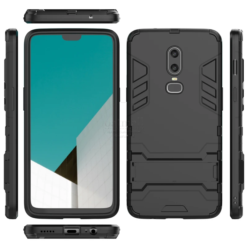 Новый двухслойный жесткий гибридный защитный чехол для Oneplus 6 с подставкой из ПК +