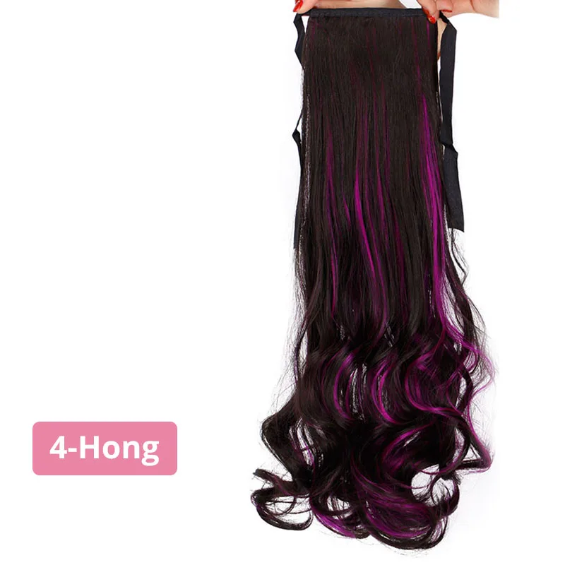 4-hong Doris beauty 22 ''26'' накладной хвост шнурок длинный прямой зажим накладные синтетические волосы для наращивания женщин термостойкие - Цвет: 4-hong