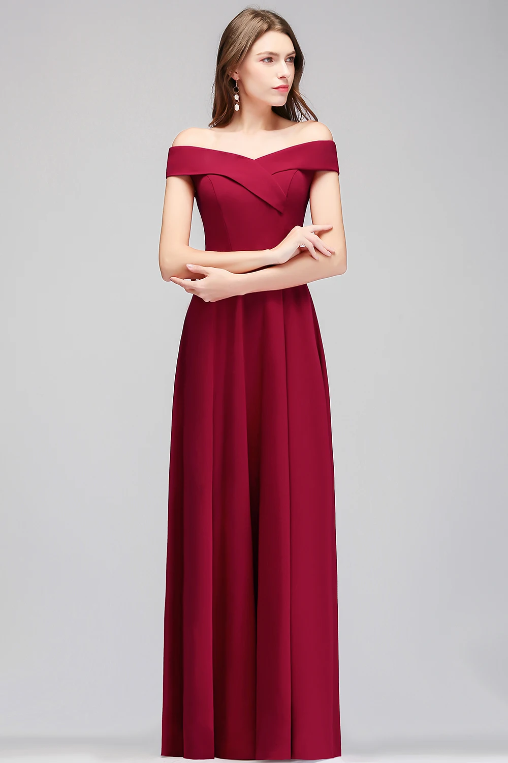 Robe de soiree сексуальные с открытыми плечами бордовые Вечерние платья Длинные атласное платье для выпускного вечера Вечернее платье