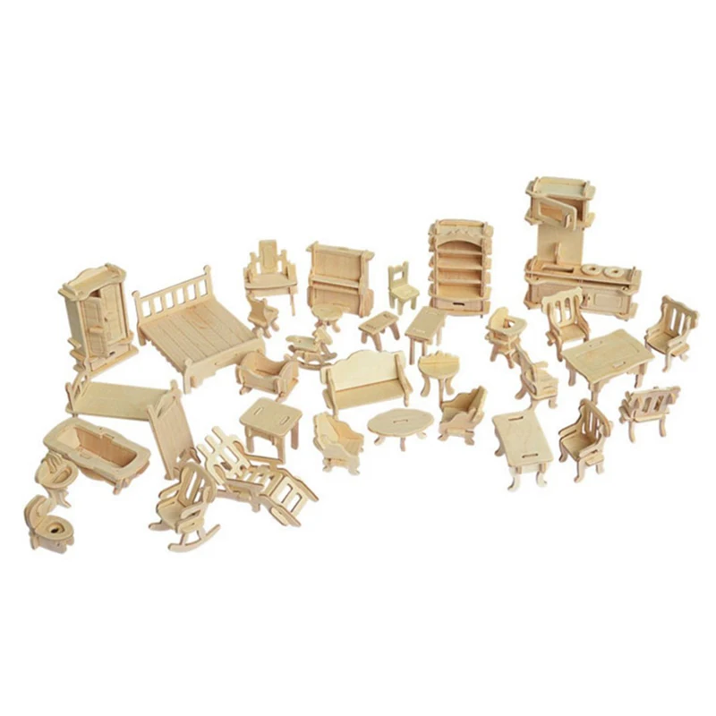 Миниатюрная мебель для кукольного домика 1:12 кукол мини-3D Деревянный пазл модель