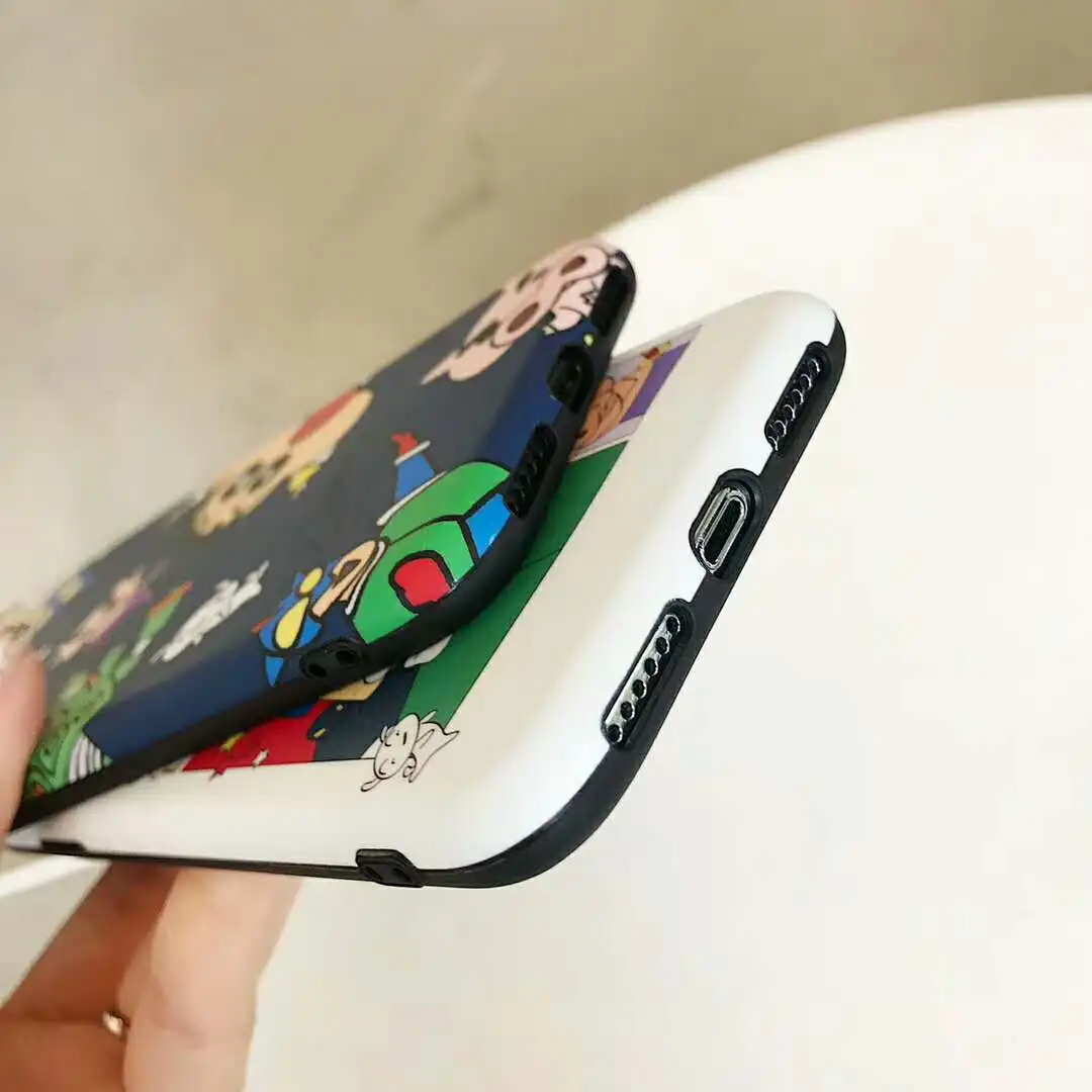 Милый матовый чехол для телефона Crayon Shin-chan iphone X XR Xs Max 7 8 6S 6 Plus Childlike черный край