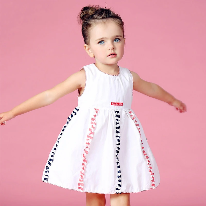 2016 Summer Dress Girls Clothes Baby Kids Cotton Frock Designs Rainbow Colorful For Age 2 4 5 6 7 8T Years Old | Детская одежда и