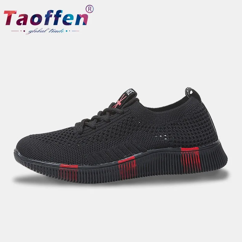 Женские кроссовки с сеткой Taoffen черные для прогулок Повседневная Уличная обувь