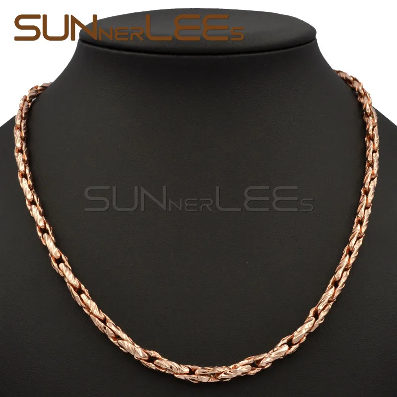 Ожерелье цвета розового золота с плетеными звеньями 5 мм|fashion necklace|necklace fashioncolorful