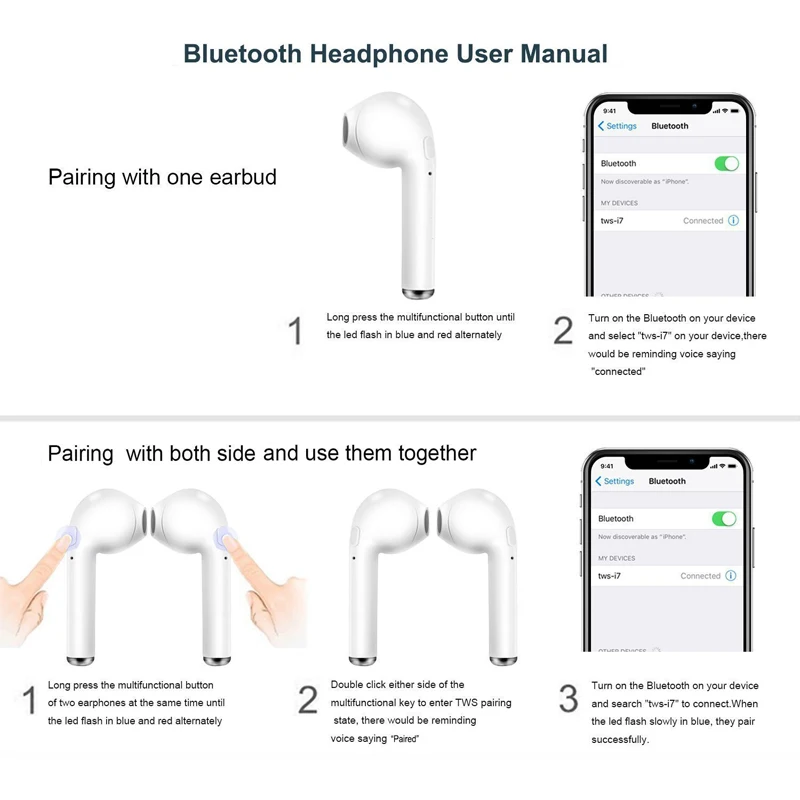 I7 TWS i7s беспроводные наушники Bluetooth стереогарнитура для Iphone Galaxy Huawei Xiaomi |