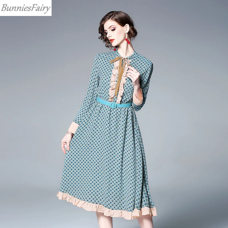 BunniesFairy 2019 сезон: весна–лето Для женщин Винтаж ретро синий лоскутное