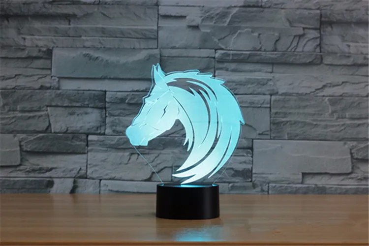 horse 3D лампа ночник семь цветов Животные Многоцветный RGB лампа Рождественский Декор Детские Подарочные игрушки сенсорный пульт дистанционного управления настольная лампа - Испускаемый цвет: horse
