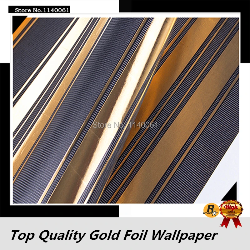 Обои из золотой фольги с рисунком в полоску черные и фотообои рулоне для гостиной