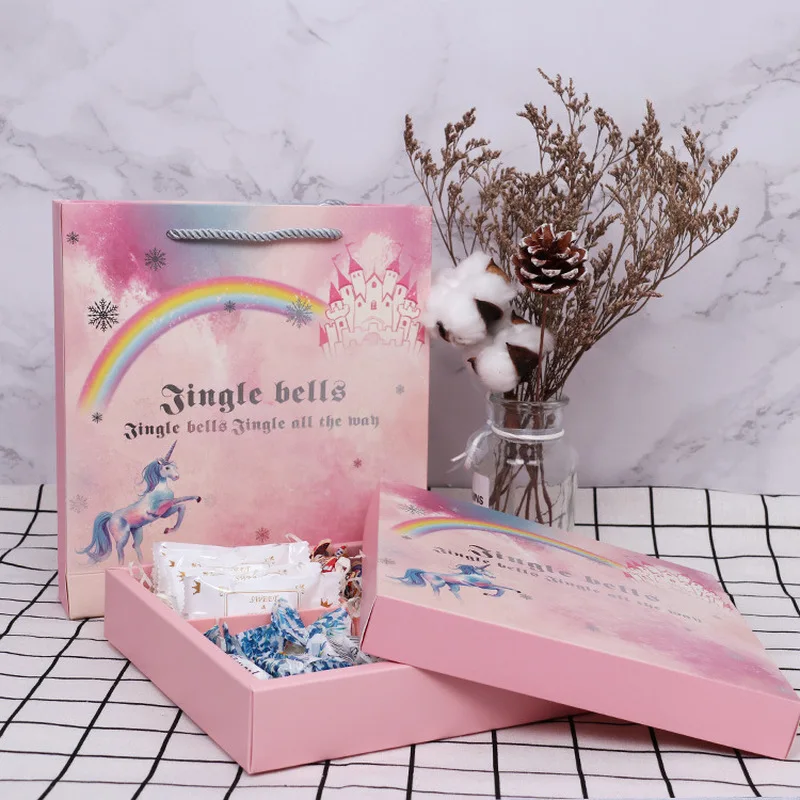Kawaii Dreamy Unicorn Box Tote Bag Nougat Biscuits Candy Gift Christmas Decoration Set Party Packaging Clothes | Дом и сад