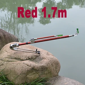 Red1700mm Алюминиевый сплав нержавеющая сталь swingable телескопическая удочка держатель Поддержка Синий и Красный Рыболовный аксессуар инструмент можно сложить - Цвет: Red1700mm