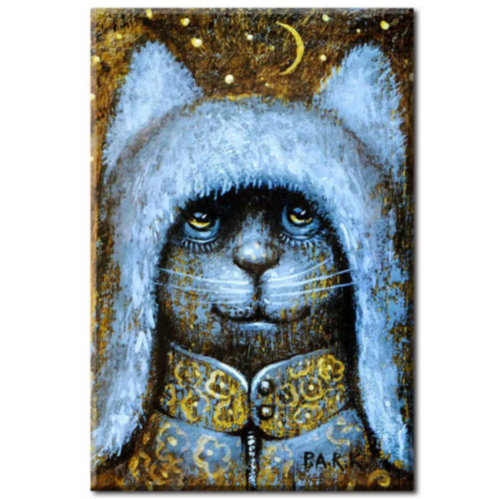 Кошка Животное потертый шикарный металлический оловянный вывеска кошка сова