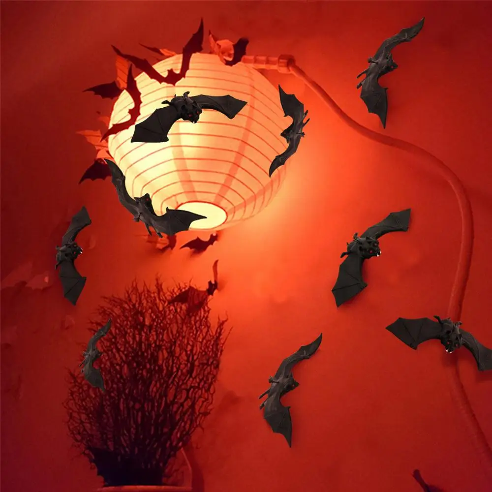 OurWarm Halloween Decoration Horror House Bat Hanging Props Simulation Animals Bats Home Wall Window Decor Halloween Trick Props