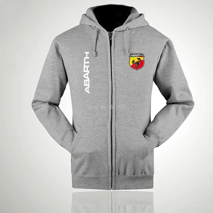 Осенне-зимние мужские женские худи с надписью Abarth толстовки с капюшоном на молнии топы повседневная одежда - Цвет: Серый