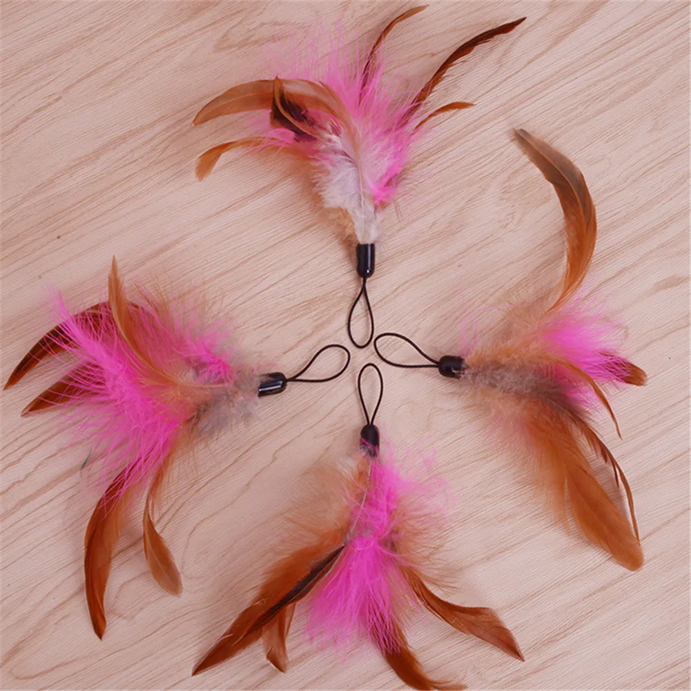 Игрушка для кошек с колокольчиком стальная проволока перо Дразнилка палочка