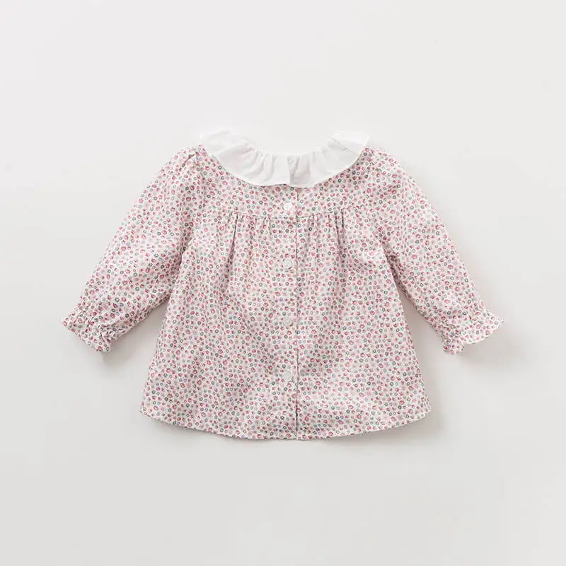 DBM9442 dave bella autumn winter infant baby girls fashion plaid shirt kids cotton casual floral tops children high quality tops