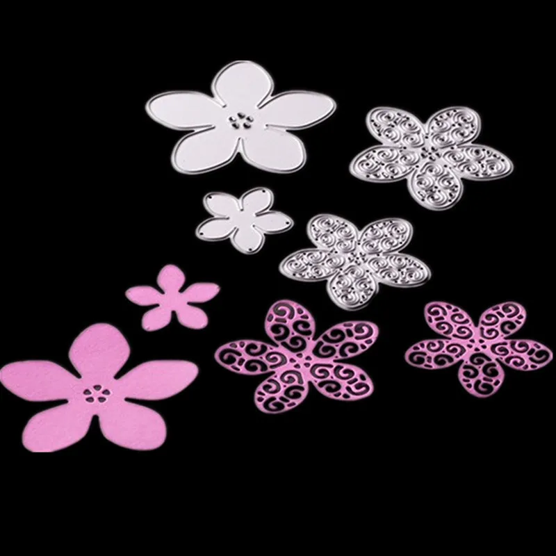 4 шт. DIY Бумага искусство травления нож из углеродистой стали модель четыре цветка