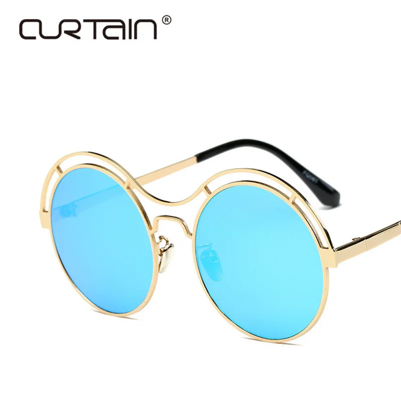 

2018 Fashion Sexy Round Eye Sunglasses Women Coating Reflective Mirror Decoration Glasses Female Shades UV400