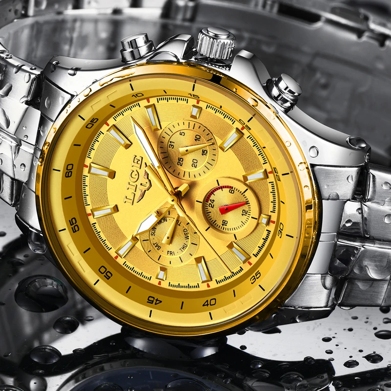 Часы Relojes LIGE мужские модные армейские кварцевые водонепроницаемые|Кварцевые