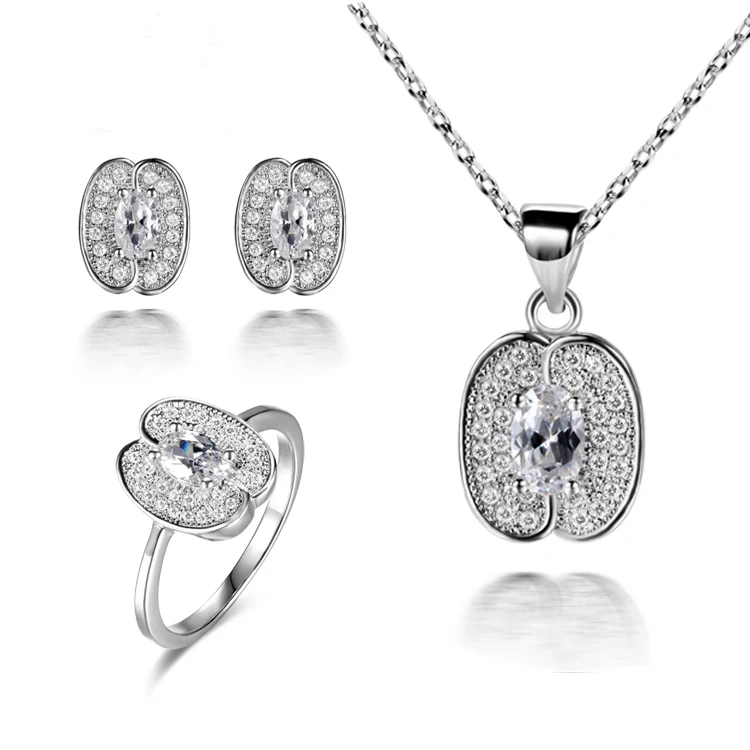LE-3003 Fashion Jewelry Plant-like rings earrings necklaces wedding jewelry sets three | Украшения и аксессуары
