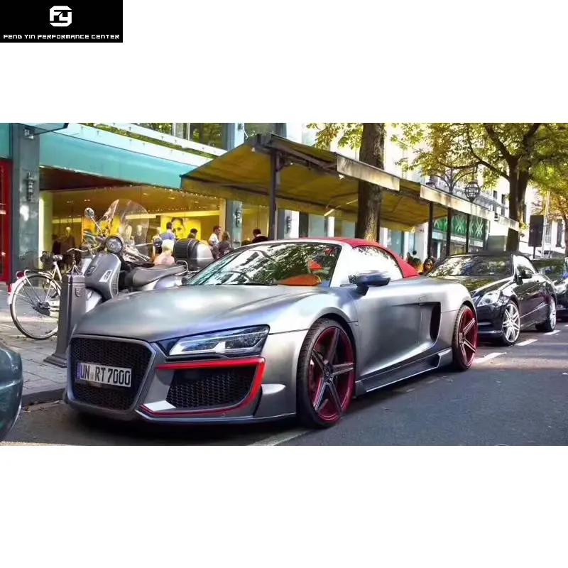 R8 FRP автомобильный комплект кузова Неокрашенный передний бампер задний бампер боковые юбки передние грили для Audi R8 08-15