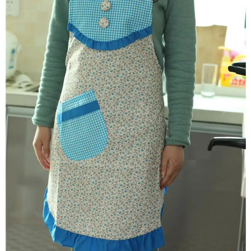 Синий хлопчатобумажной ткани с мелким цветочным длиной 77 * 70 см фартук | Дом и сад