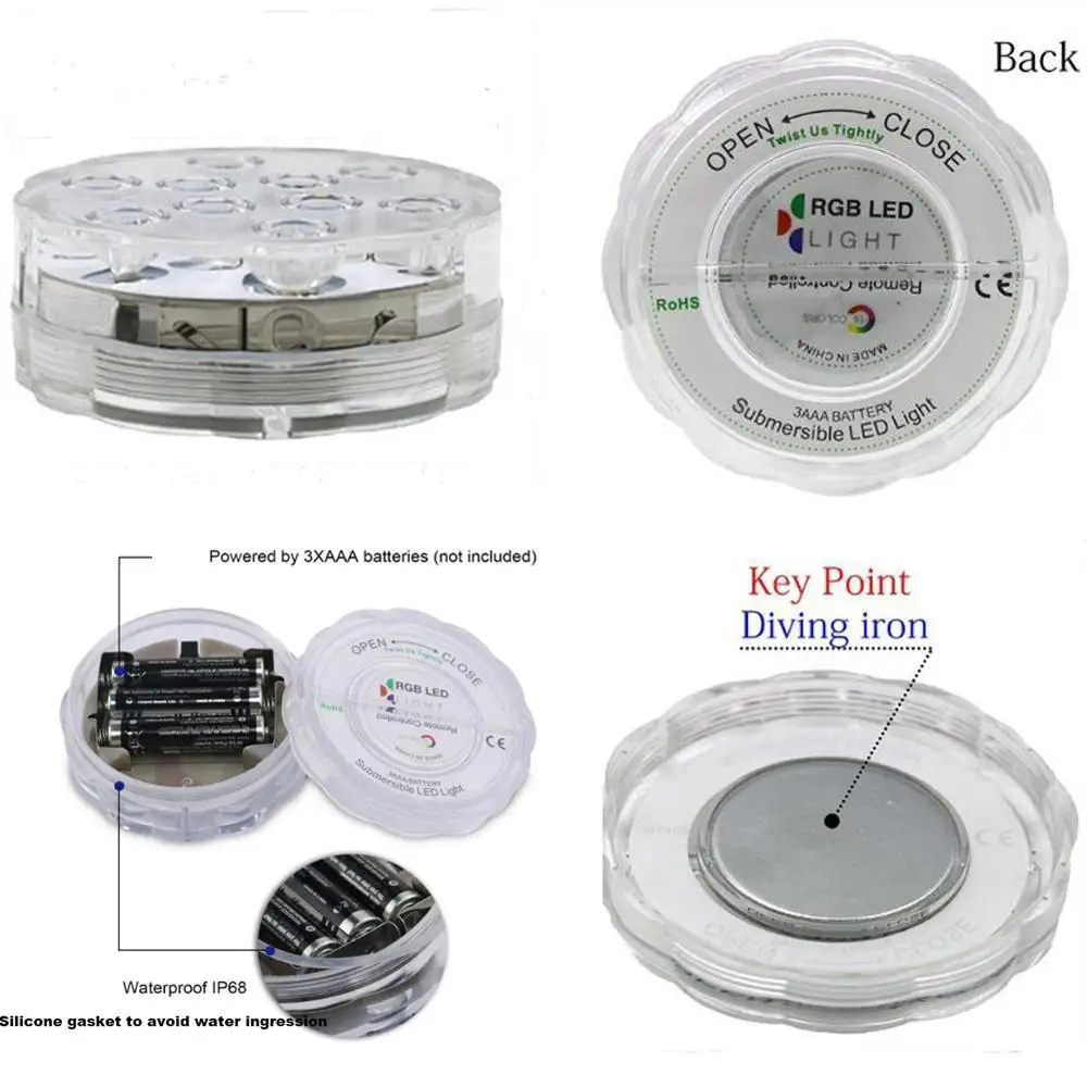 WHATOOK подводный светодиодный аквариум для аквариума лампа IP68 5050 4 Вт RGB