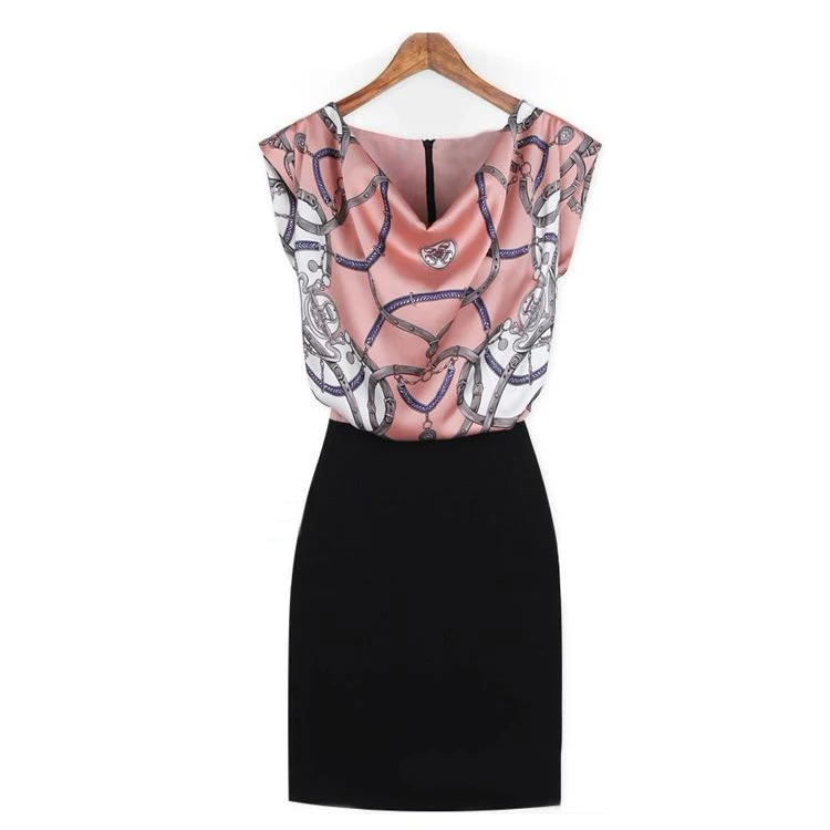 New arrivals autumn casual dress 2015 geometric sleeveless v-neck patchwork boho mini sheath pencili for OL | Женская одежда