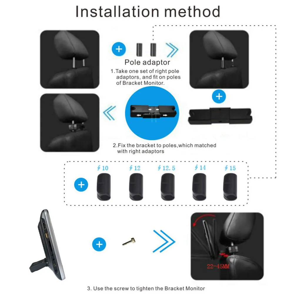 Автомобильный мультимедийный плеер с креплением на подголовник 11 дюймов HD 1080P