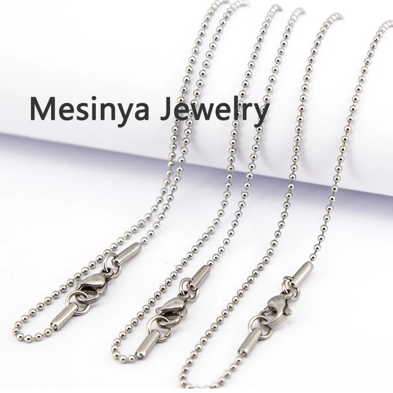 

10pcs 1.5mm width 16 24 30'' 316L stainless steel ball chain necklace for glass locket pendant necklace