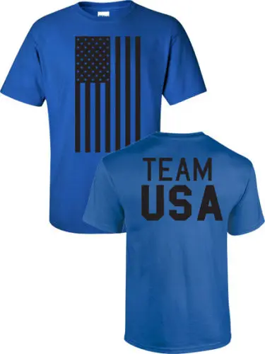 

T Shirt Homme 2019 New Print T Shirt Men's Short Sleeve Hot Team Usa American Flag Front Back Print T Shirt Men