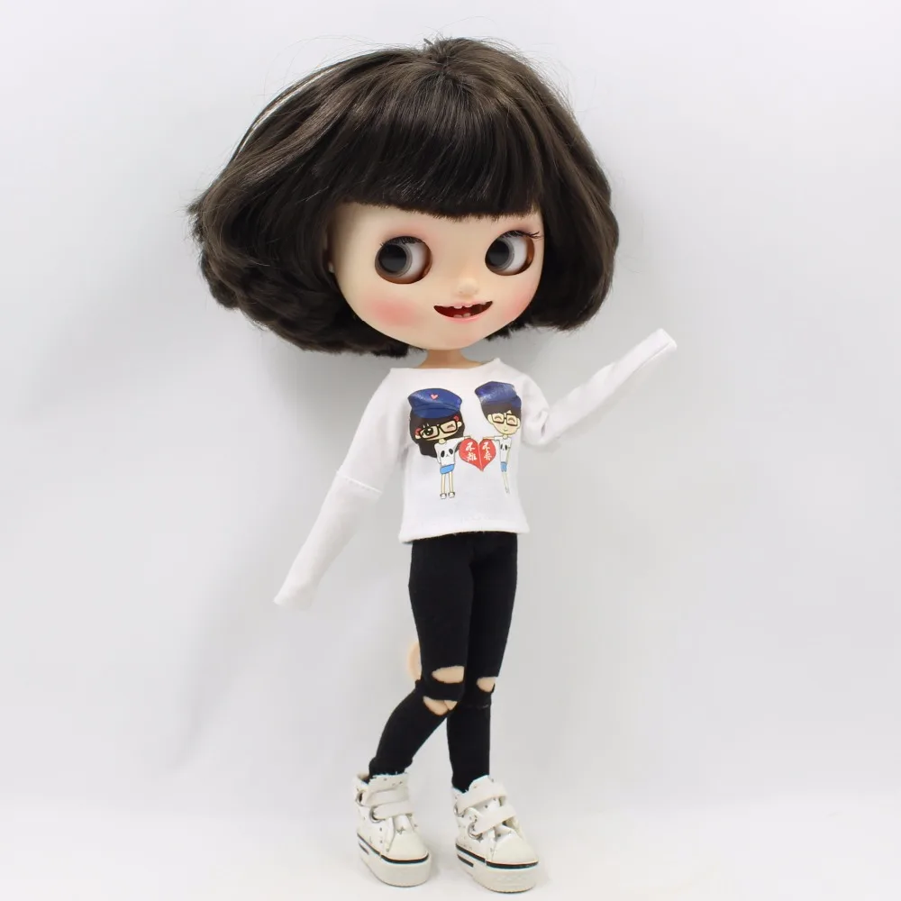 Blyth Doll icy bjd joint body cool girl наряд белая рубашка черные штаны