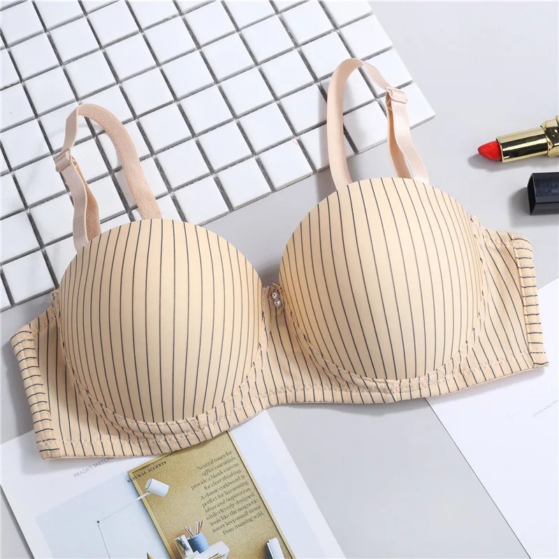 

Super Push Up Bra Cup a Striped One-piece Seamless Bra Women Push Up Bra Invisible for Girls Sexy Lady Women Push Up Bras Gather