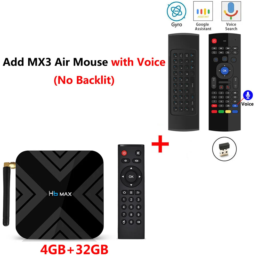H6 MAX add MX3 mic H6 MAX Smart tv Box Android 9,0 4 Гб ОЗУ 32 Гб ПЗУ Allwinner H6 медиаплеер 2,4G 5G Wifi Bluetooth 4,1 4K HD телеприставка vs H96 - Цвет: H6 MAX add MX3 mic