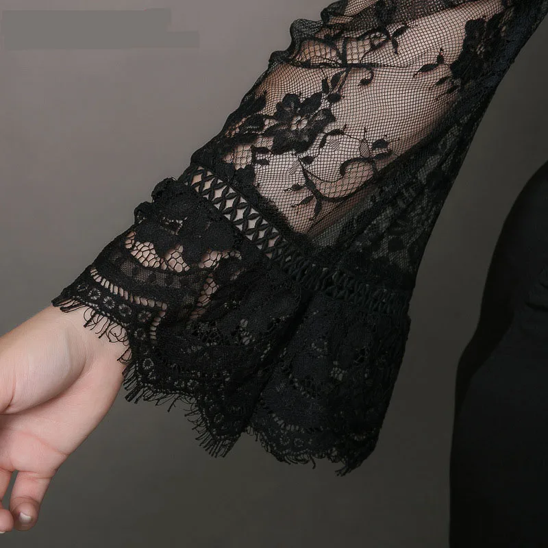 

U-SWEAR Women Plus Size Black Sexy Lace Dress Long 2020 Elegant Long Sleeve V Neck Dress Summer Autumn Party Dress Vestido