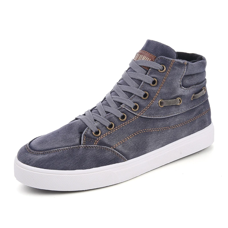 New 2020 Hot Men Casual Canvas Shoes Spring Autumn Fashion Lace-Up Flats Boots Man High Top Lace Decoration Breathable | Обувь