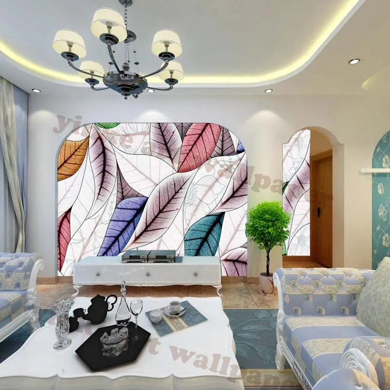 Waterproof 3d wallpaper graffiti Leaves living room self adhesive Wallpaper Roll Modern Wall Paper Murals for wall decoration |