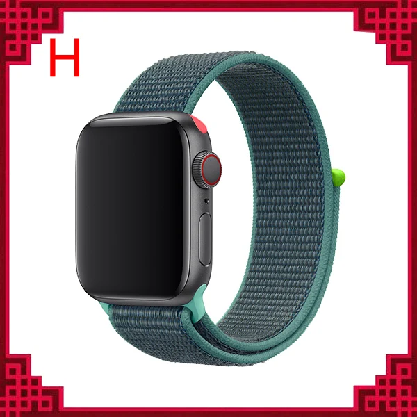 H Ремешок для apple watch band 44 мм correa apple watch 5 4 band 3 2 iwatch band 42 мм 38 мм 40 мм спортивный нейлоновый браслет - Цвет ремешка: H