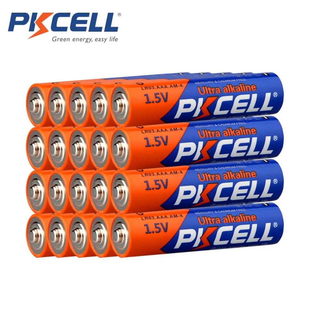 20 X Щелочная сухая батарея PKCELL LR03 1 5 в AAA E92 AM4 MN2400 MX2400 Вольт 3A для электронного